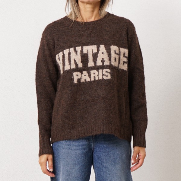 Knit sweater with print