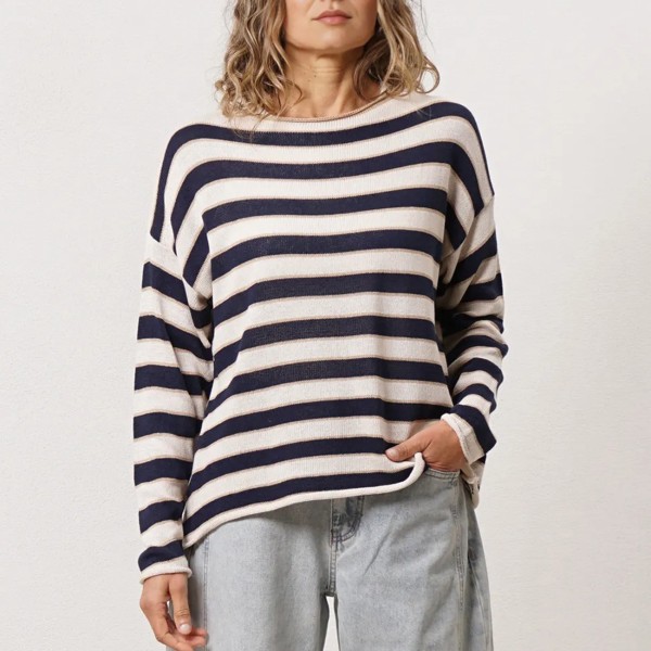 Striped knit sweater (100% cotton)
