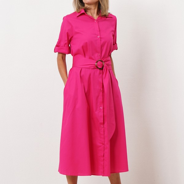 poplin shirt dress with belt