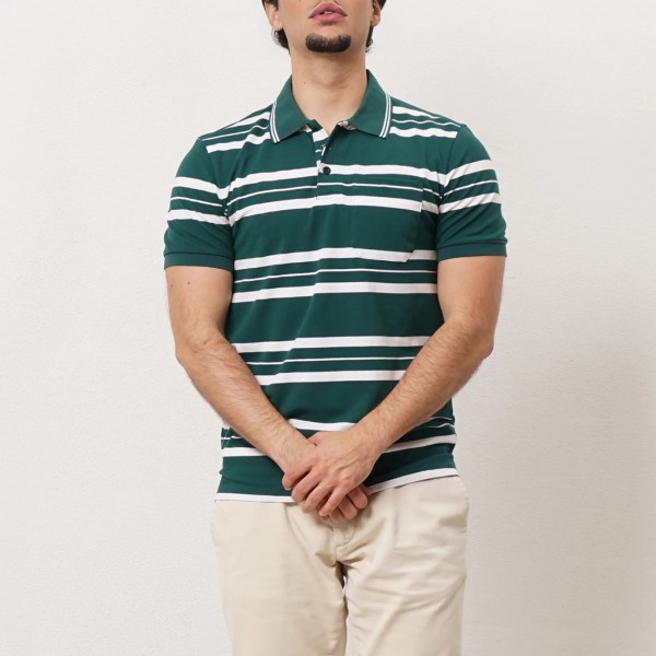 Striped polo shirt in piqué fabric