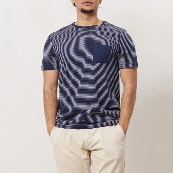 Striped cotton t-shirt with pocket