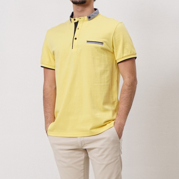 cotton polo shirt w/ elastane and appliqués