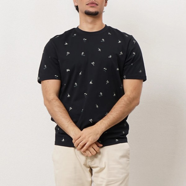 Printed cotton t-shirt with elastane
