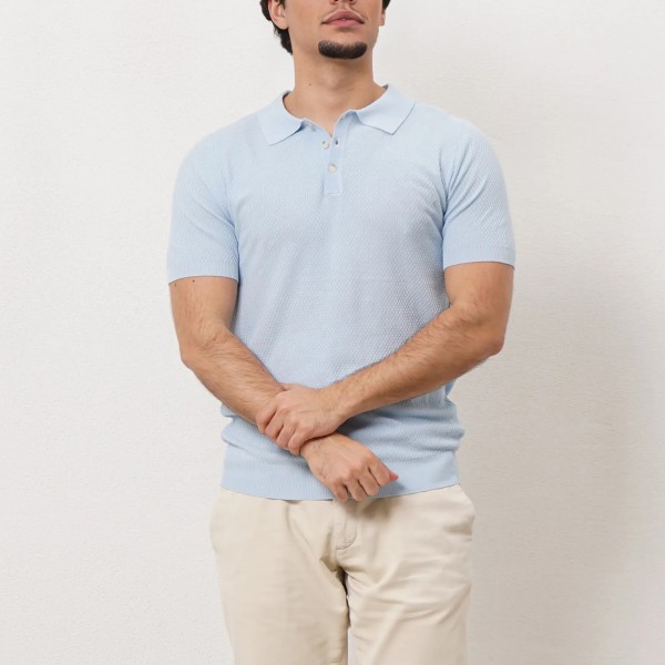 knitted polo shirt (faux plain)