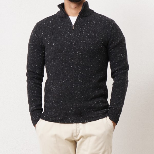 Heather knit shirt with trucker collar
