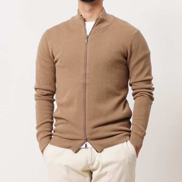 knitted jacket with half collar