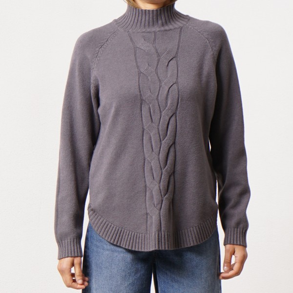 Knit sweater with braid