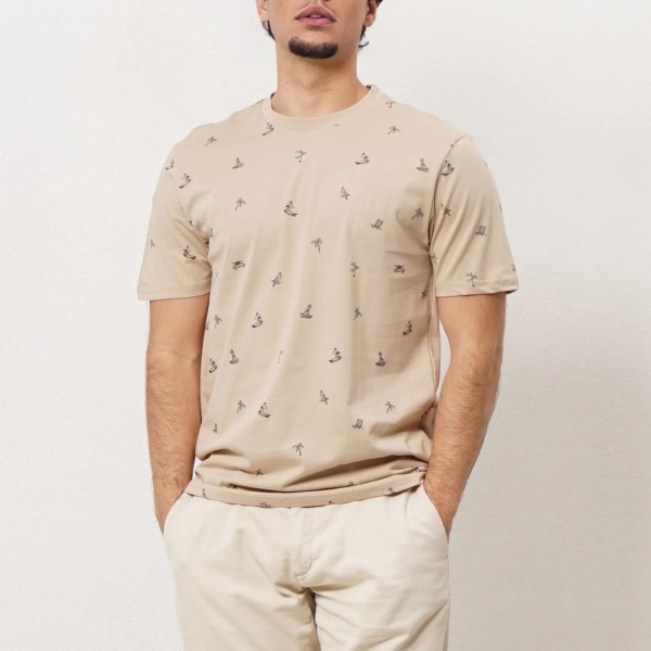 Printed cotton t-shirt with elastane