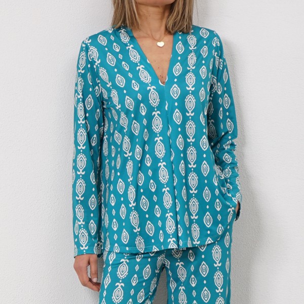 printed knit blouse