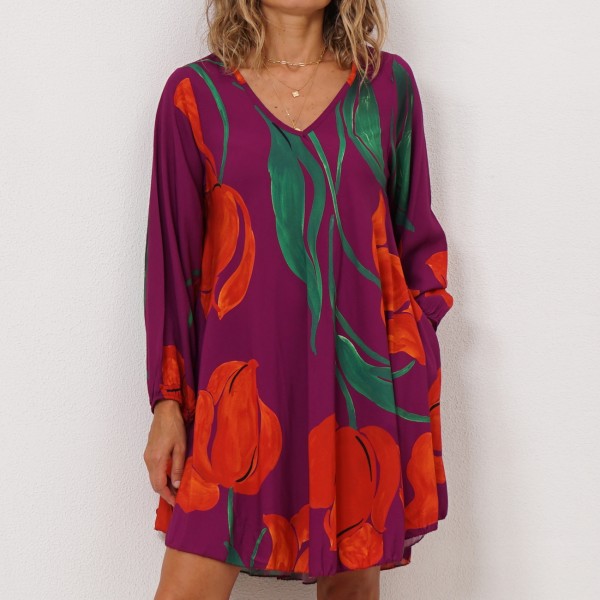 viscose dress in flared