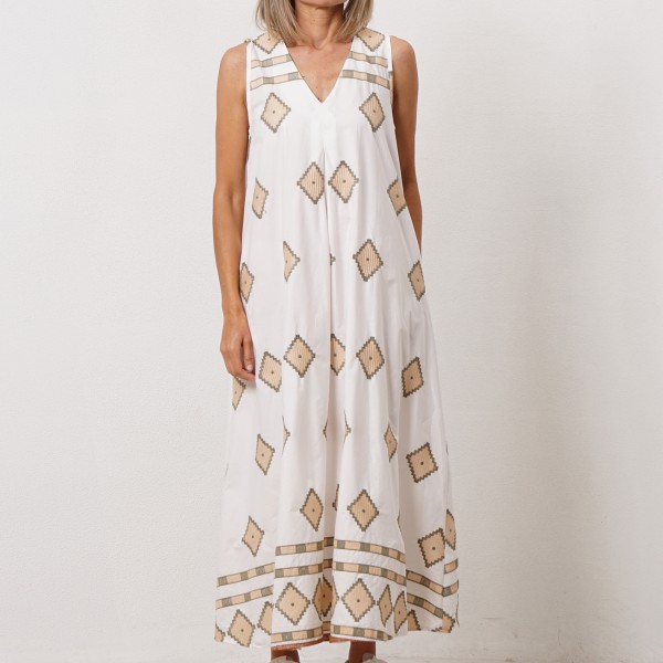 embroidered poplin dress