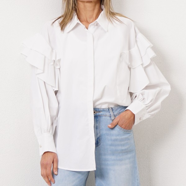 poplin blouse with ruffles