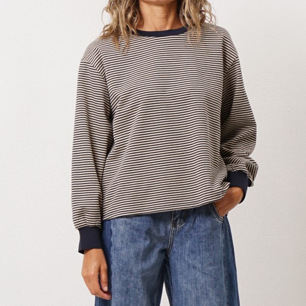 Striped plush sweat