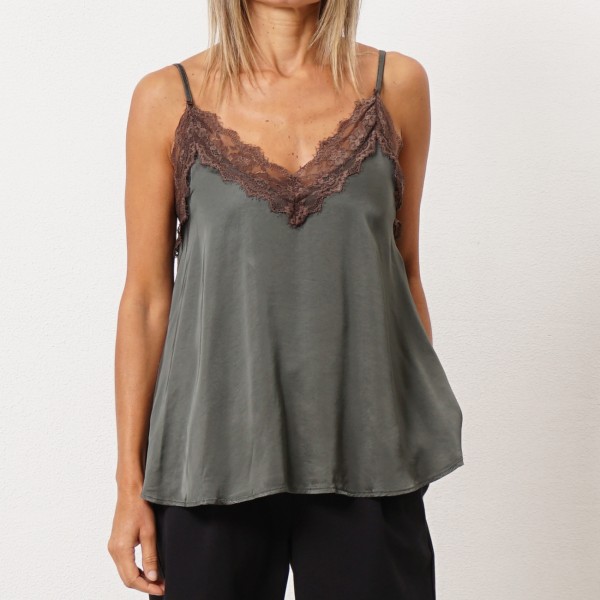 Satin top with lace (rayon)