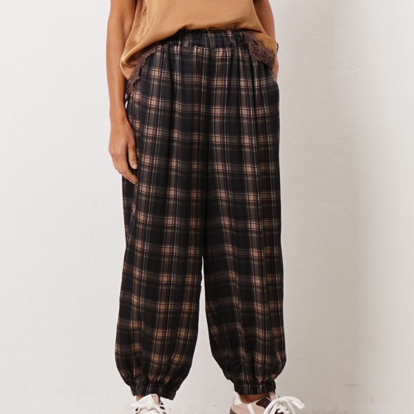 Satin pants with cuffs (rayon)