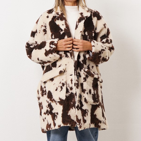 Animal print fur coat