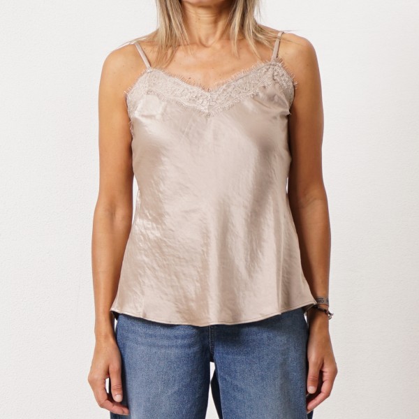 Satin tank top with lace