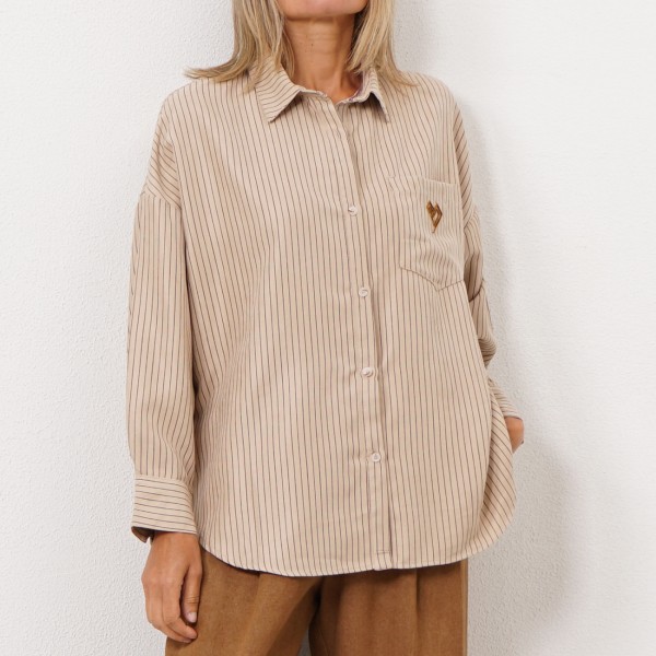 striped blouse with/embroidery