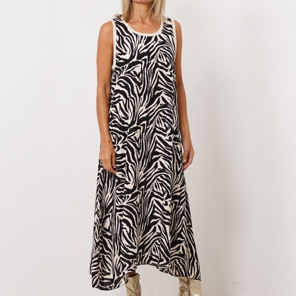 gown in viscose (animal print)