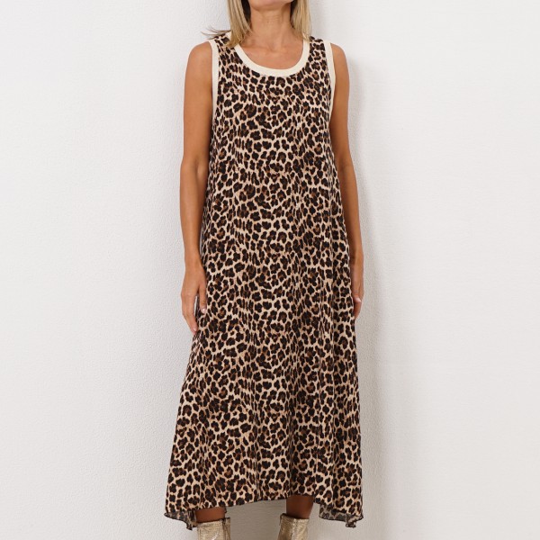 gown in viscose (animal print)