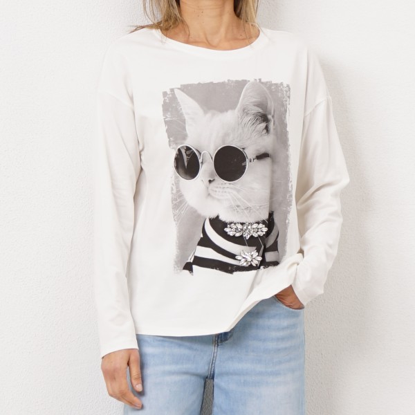 sweatshirt with print and glitter application