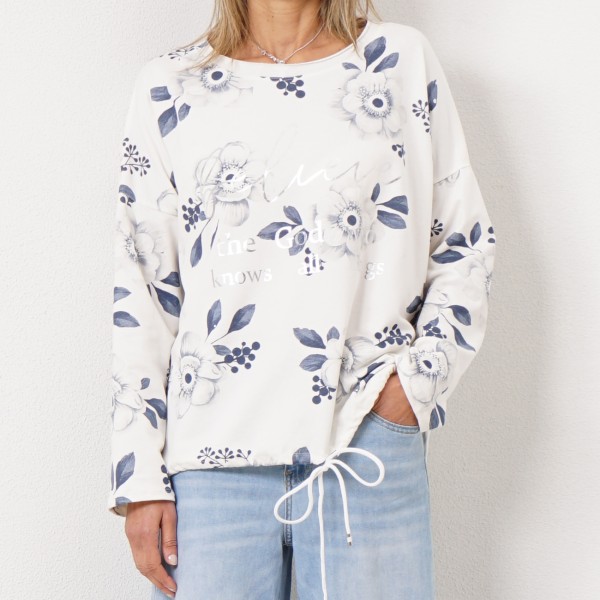 printed cotton sweatshirt with ties