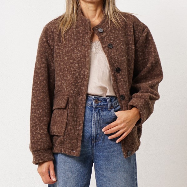 Oversized blended fabric jacket