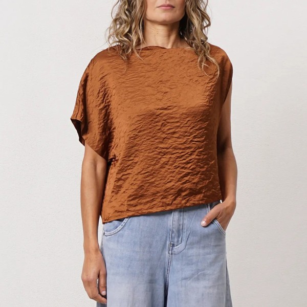 Asymmetrical satin blouse
