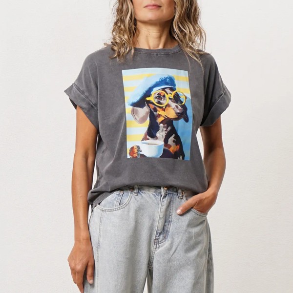 Vintage cotton/elastane t-shirt with print