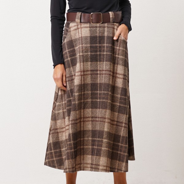 plaid flared skirt