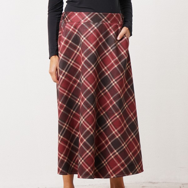 Peach leather A-line skirt