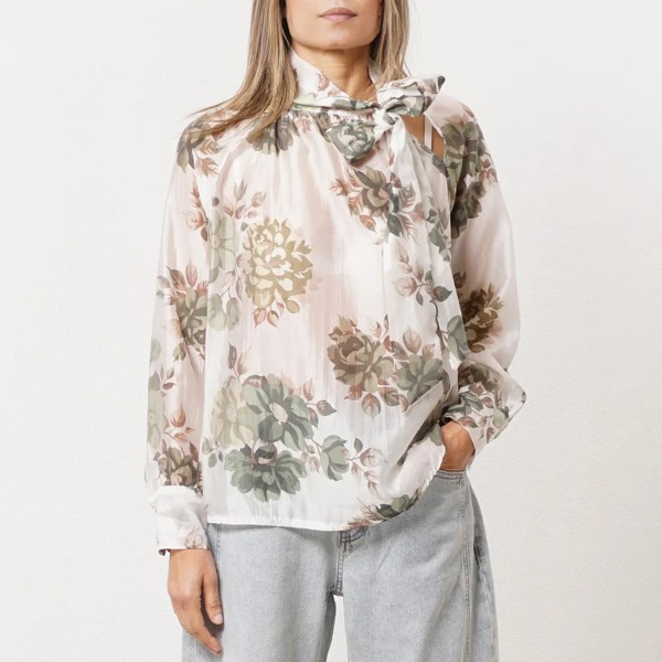 Floral blouse with bow