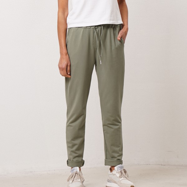 Cotton pants with plush lining and drawstring