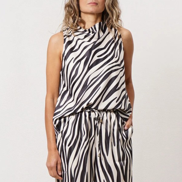 Satin animal print blouse