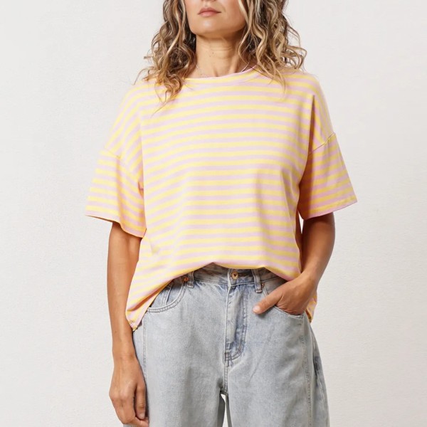 Striped t-shirt in viscose with elastane