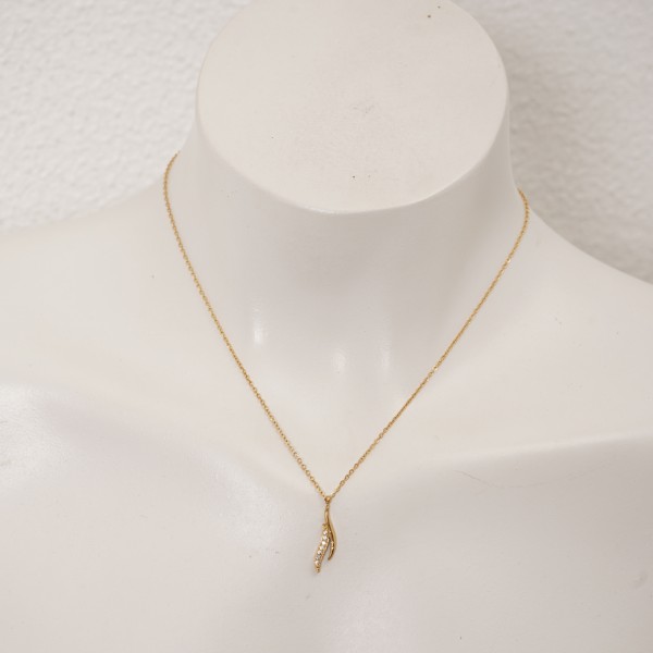 Stainless steel necklace with diamonds (surgical steel), nickel-free