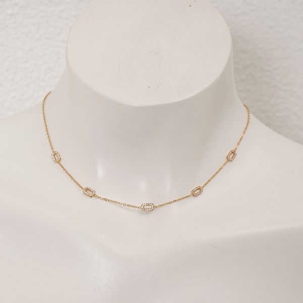 Stainless steel necklace with diamonds (surgical steel) nickel-free