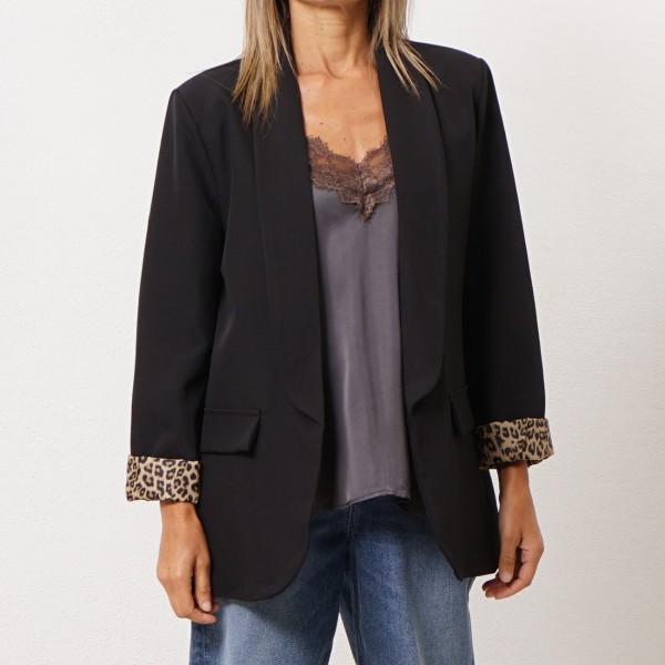 blazer with elastane (animal print lining)