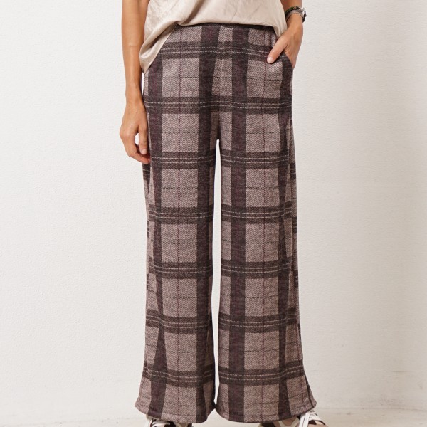 Plaid knit pants