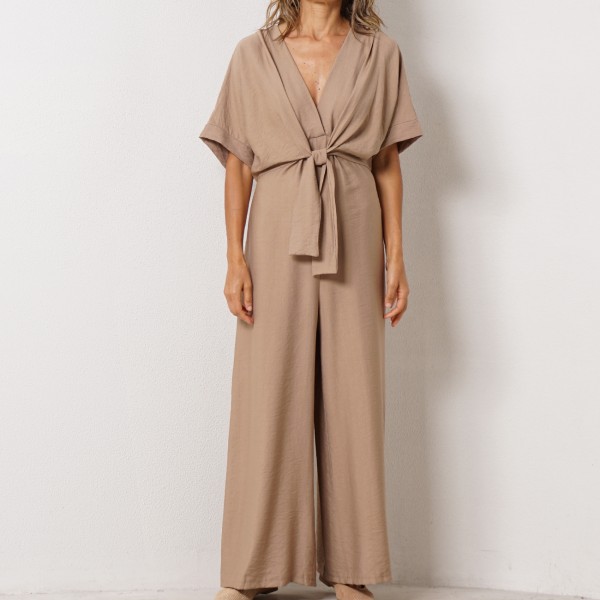 crepe jumpsuit with bow