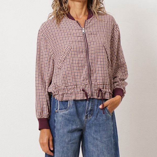 Checkered bomber jacket in khaki