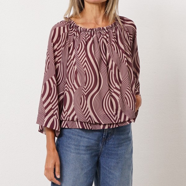Crepe blouse with elastic