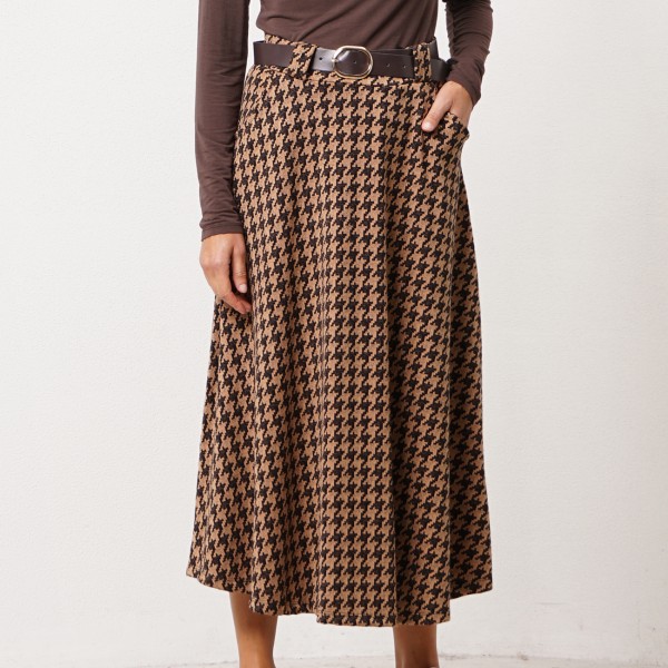 Houndstooth knit skirt