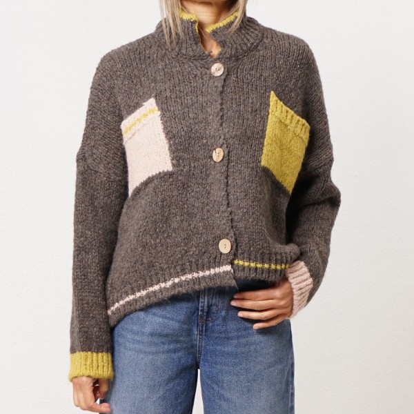 Knitted jacket with wool and alpaca