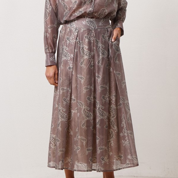 Pleated skirt with pockets and lyocell (premium)