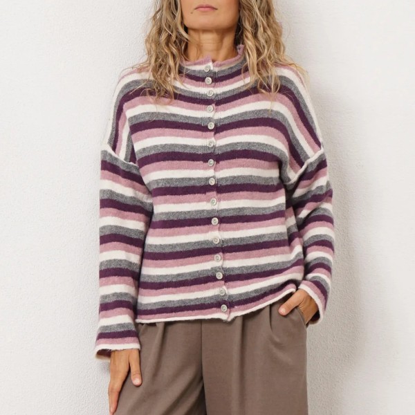 striped knit coat with wool (jacquard)
