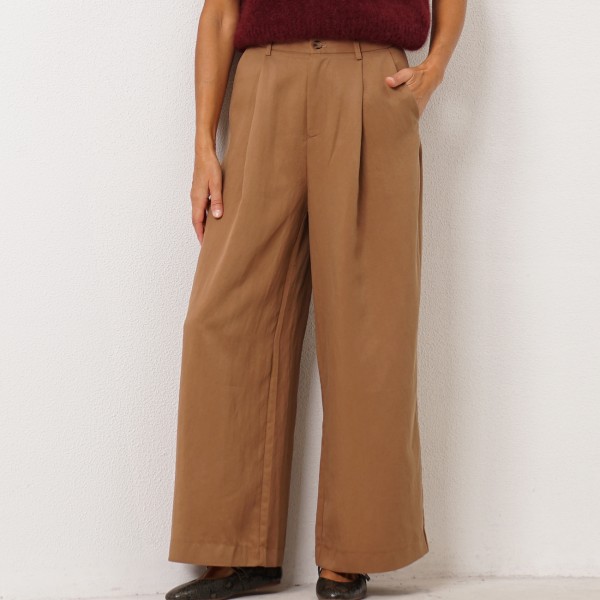 pleated wide-leg trousers with lyocell/elastane (premium)
