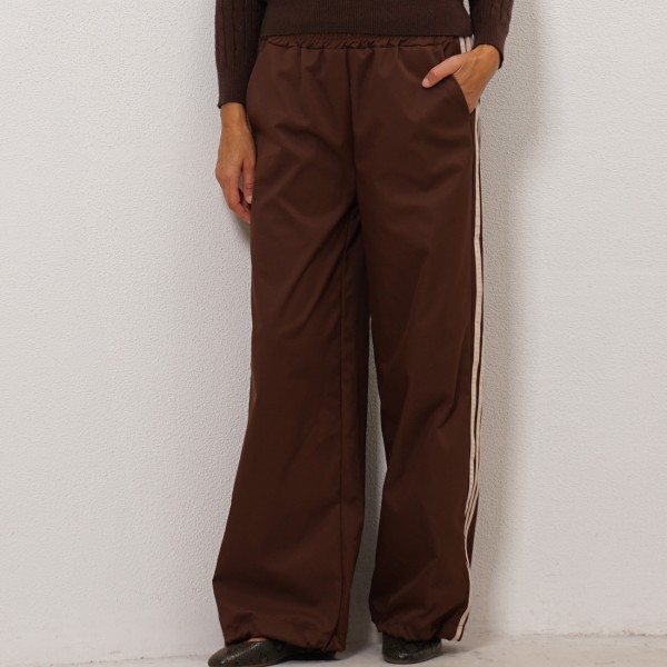 twill wide-leg trousers with adjustable hem