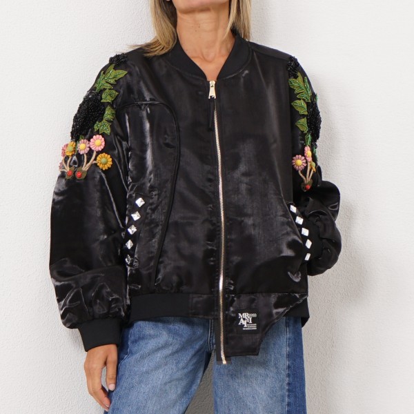 satin bomber w/ embroidery applications + sequins