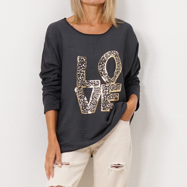 fabric mix sweatshirt with animal print